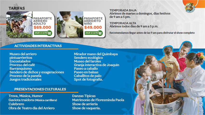 tarifas parque los arrieros - Turismo en el Eje Cafetero, Alquiler de Fincas en el Quindio